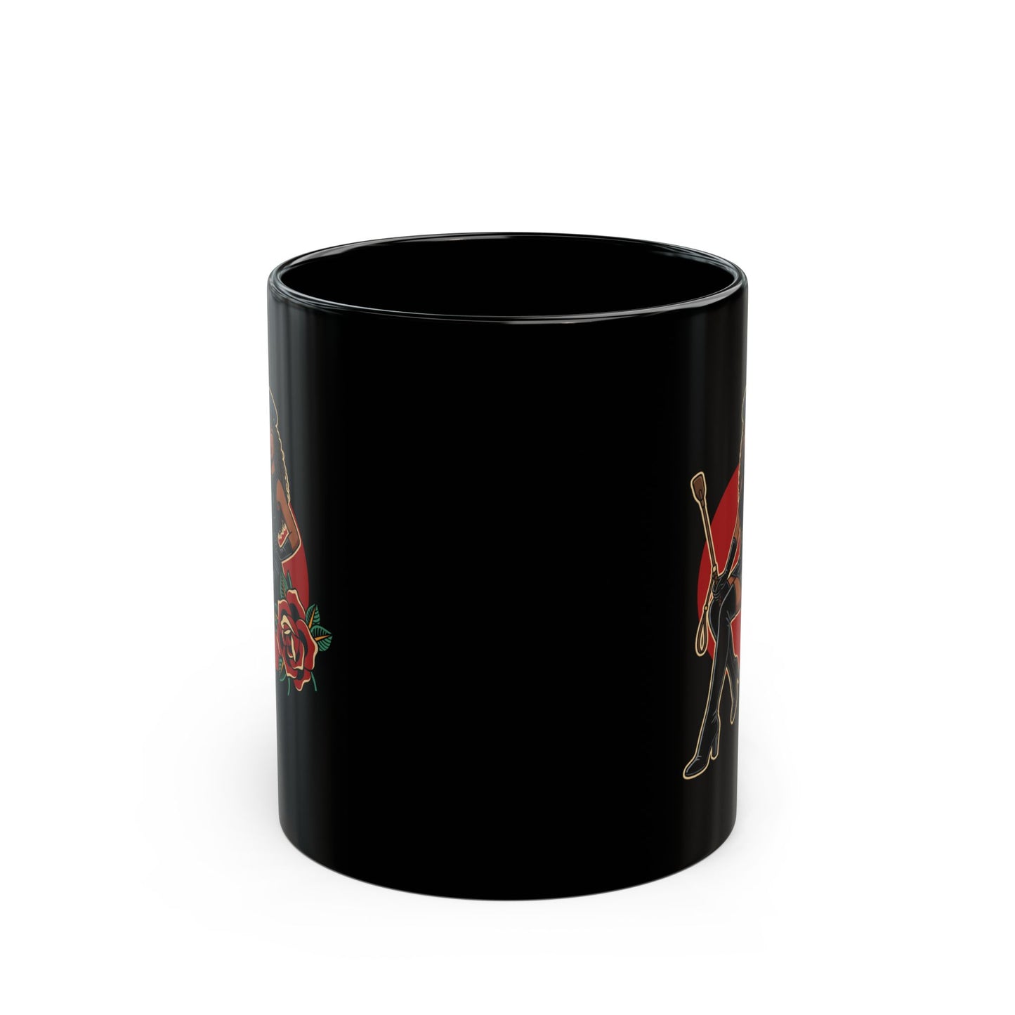 Domme Pinup (Black Ceramic Coffee Mug)