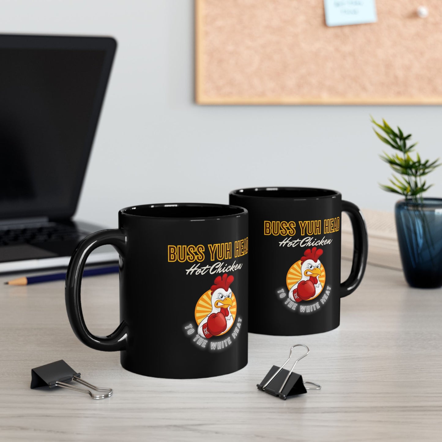 "Buss Ya Head" Hot Chicken (Black Ceramic Mug)