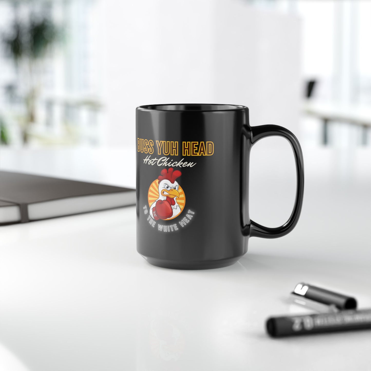 "Buss Ya Head" Hot Chicken (Black Ceramic Mug)